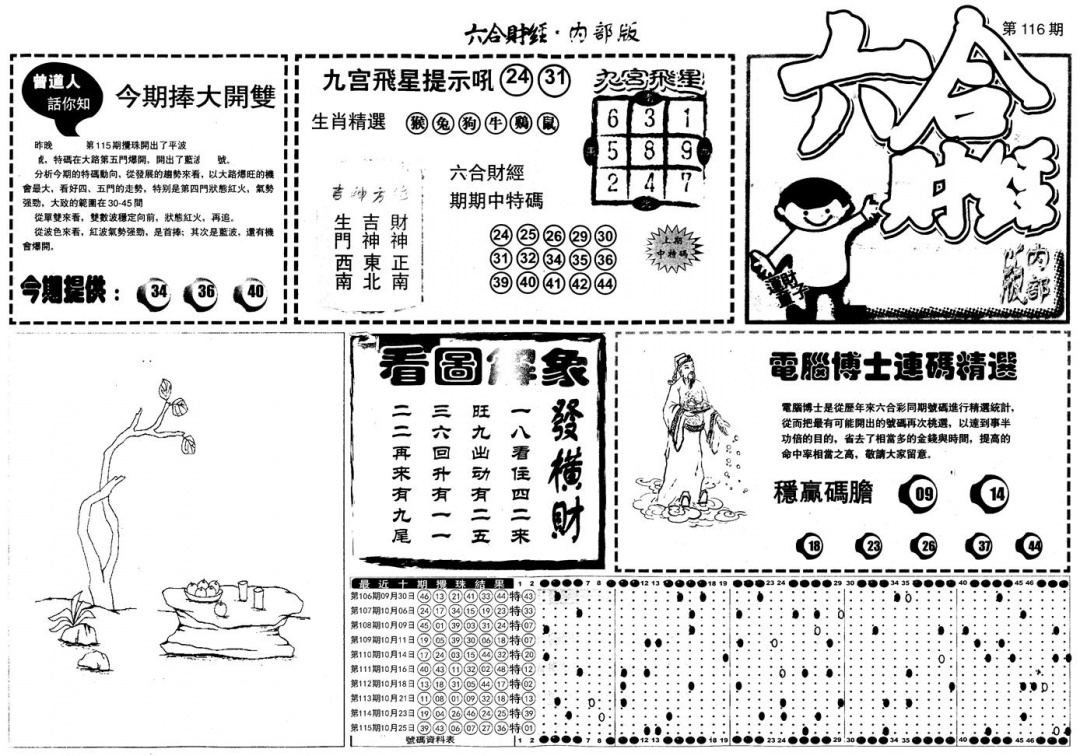 六合彩116期另版中财经A(黑白)