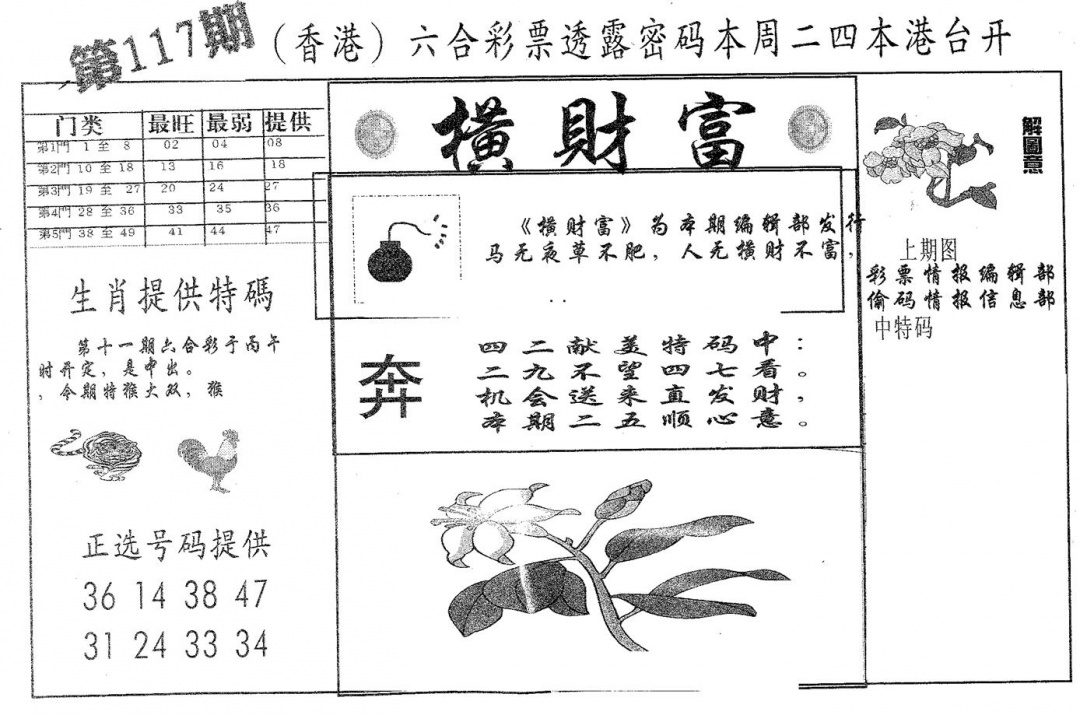 六合彩117期横财富(黑白)