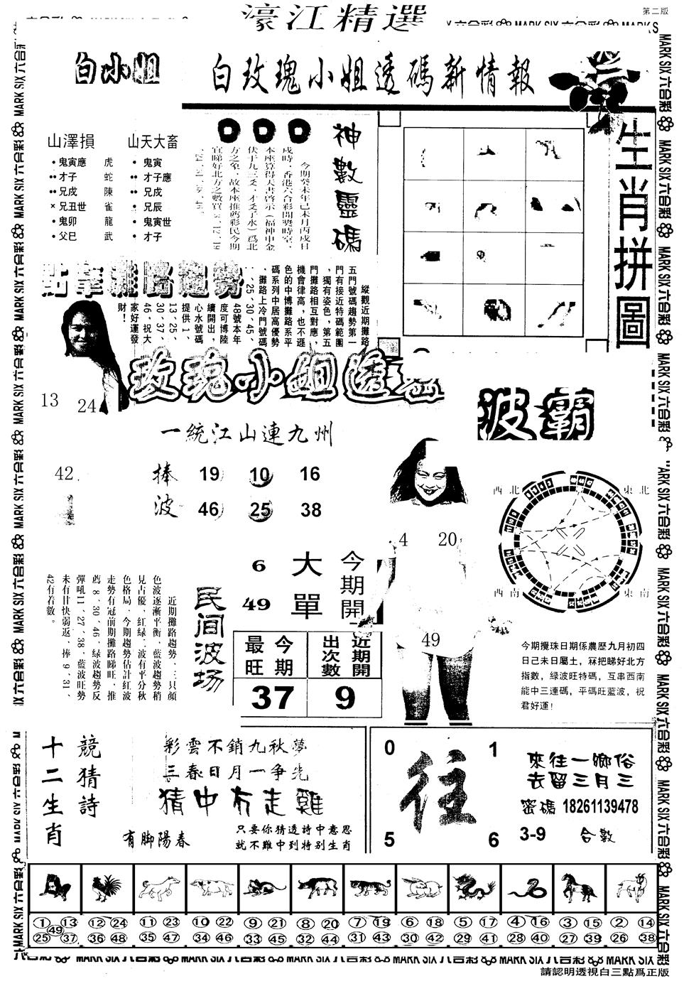 六合彩117期另版濠江精选B(黑白)