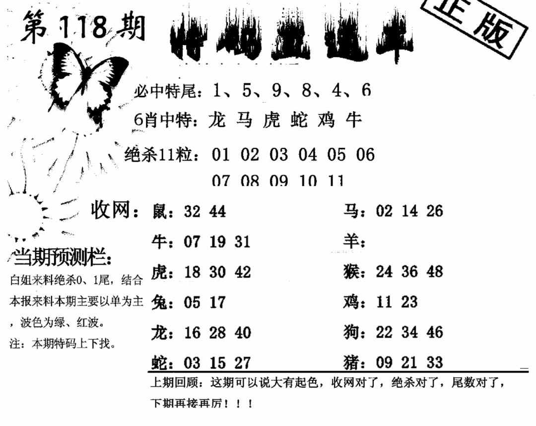 六合彩118期特码直通车(黑白)