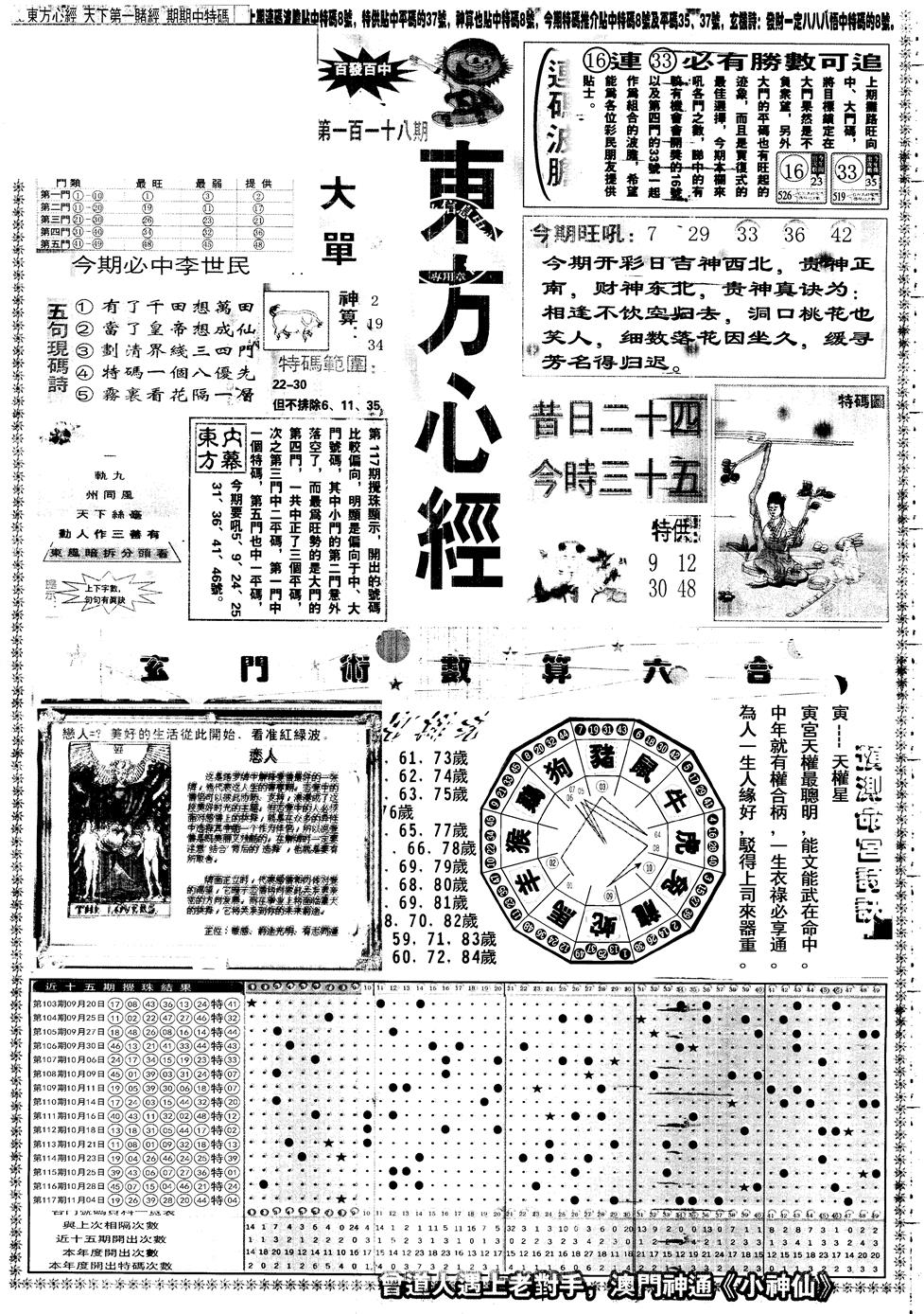 六合彩118期另版东方心经A(黑白)