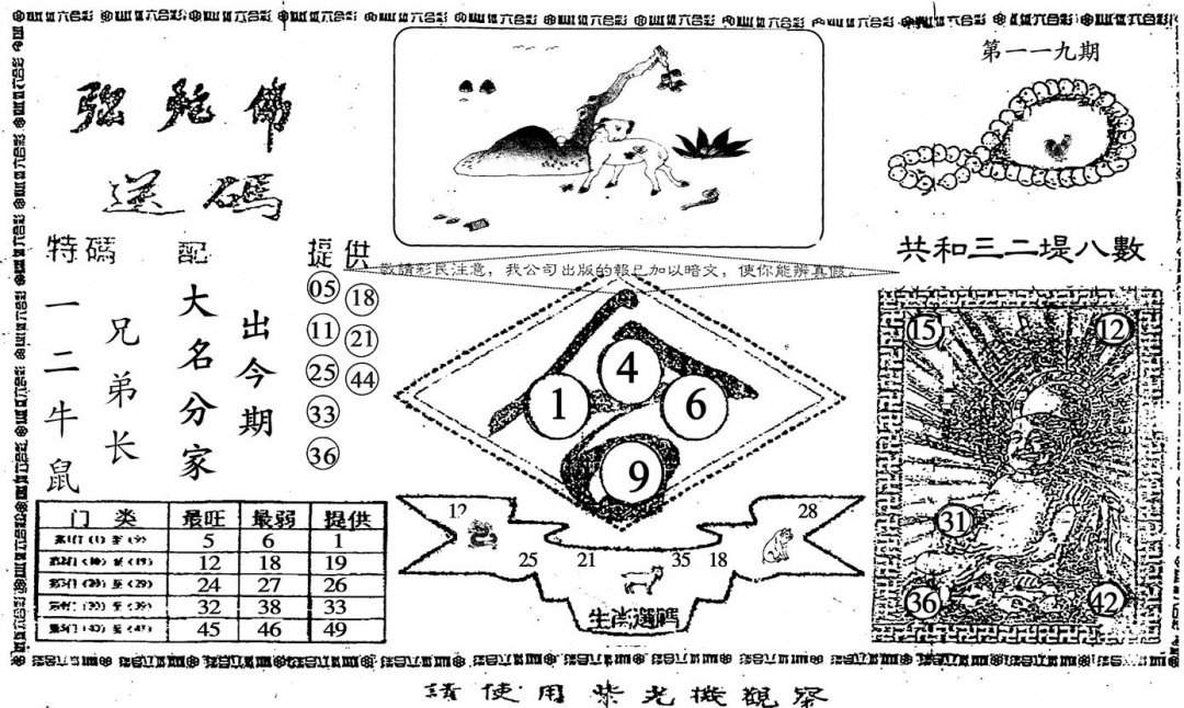 六合彩119期老弥陀佛(黑白)