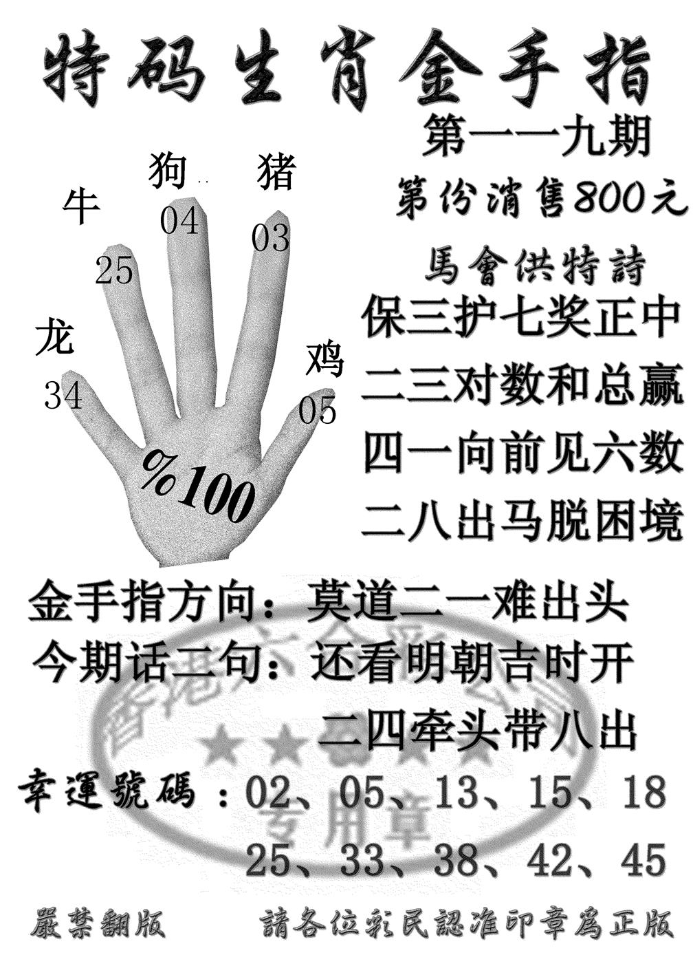 六合彩119期特码金手指(黑白)