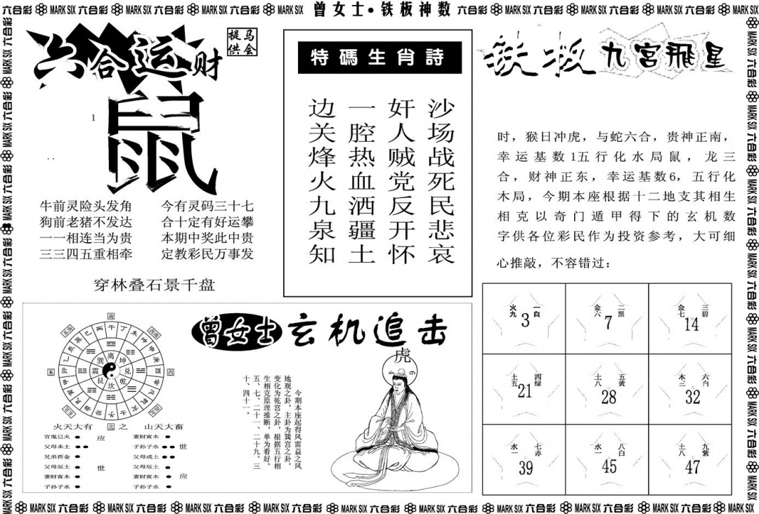 六合彩119期另版曾女士铁板B(黑白)