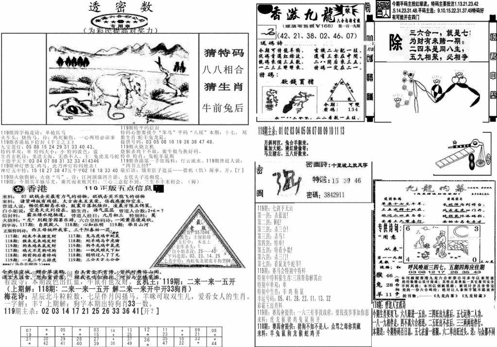 六合彩119期新透密数B(新)(黑白)
