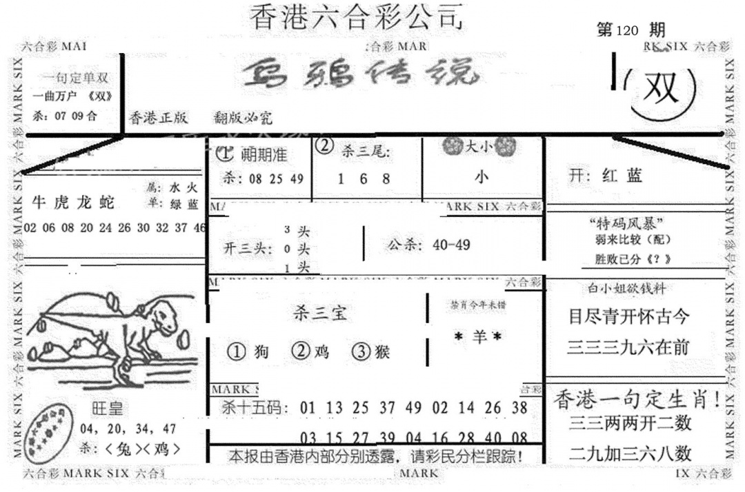 六合彩120期乌鸦传说(黑白)
