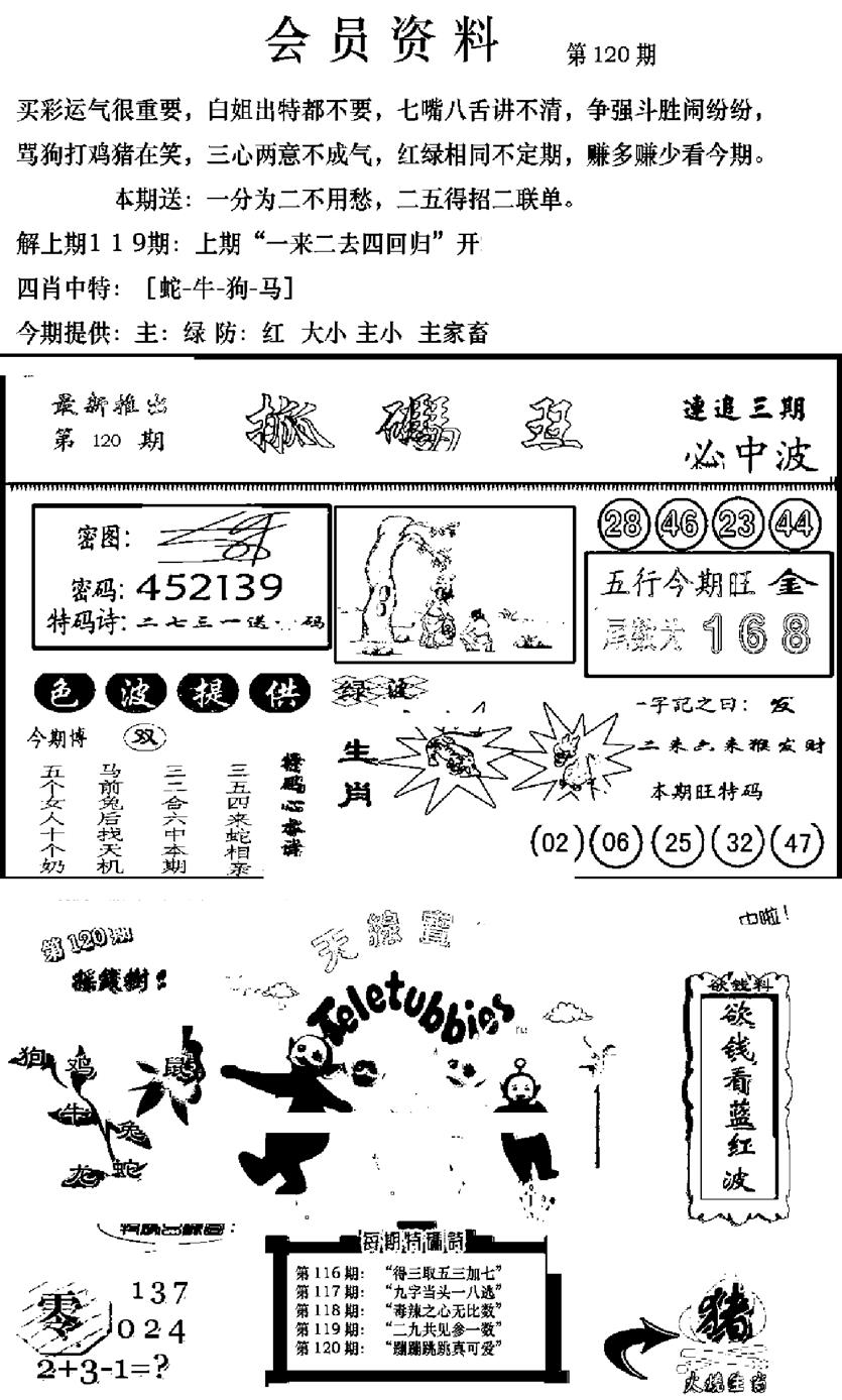 六合彩120期新版会员资料(新图)(黑白)