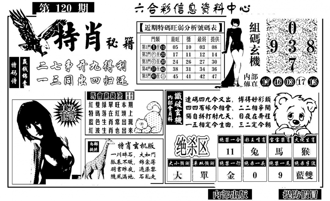 六合彩120期特肖秘籍(黑白)