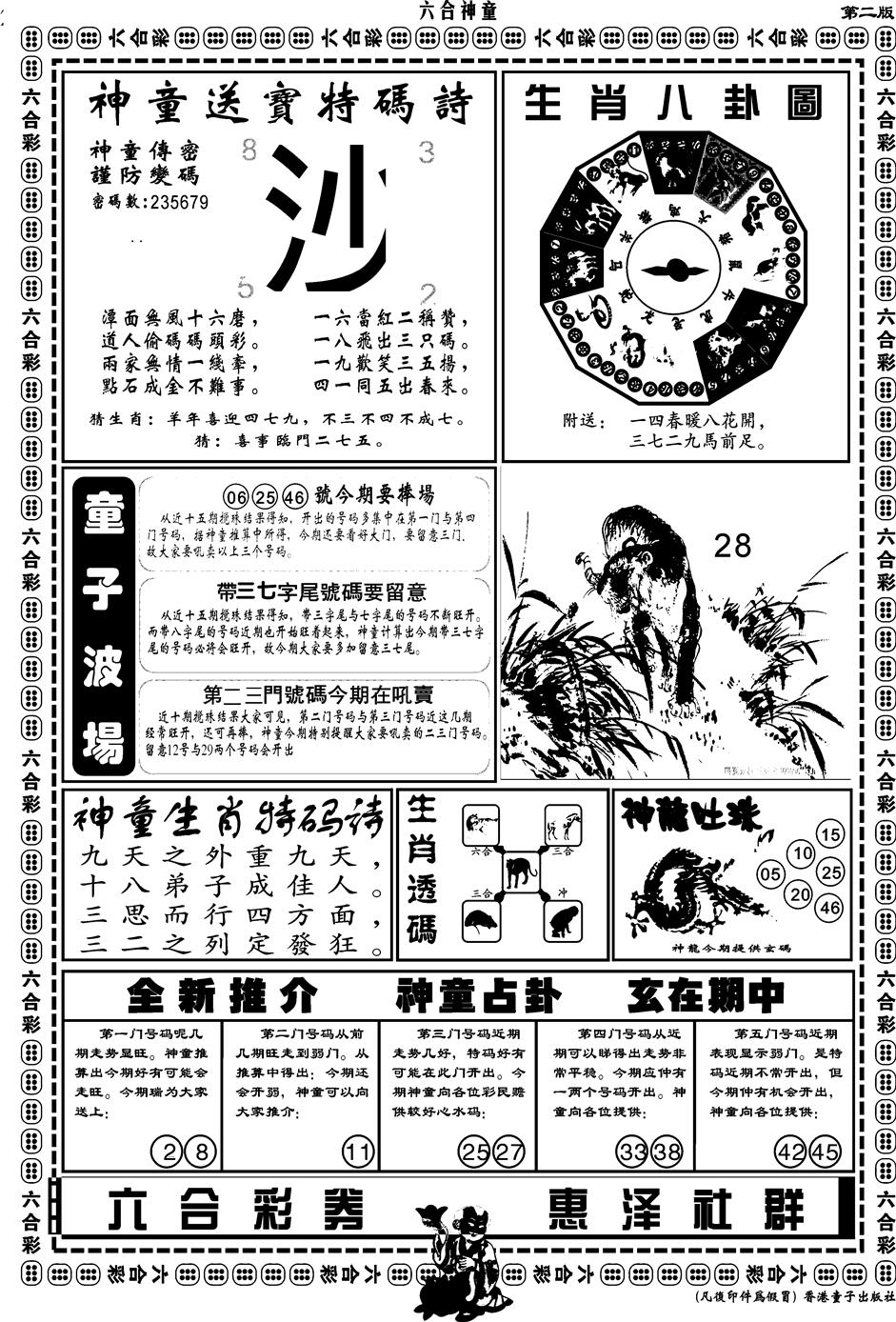 六合彩120期另版六合神童B(黑白)
