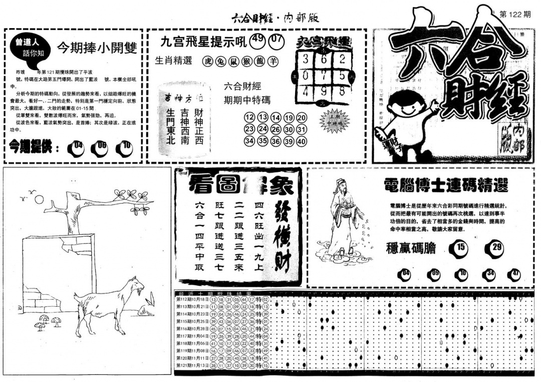 六合彩122期另版中财经A(黑白)