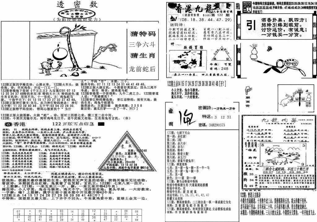 六合彩122期新透密数B(新)(黑白)