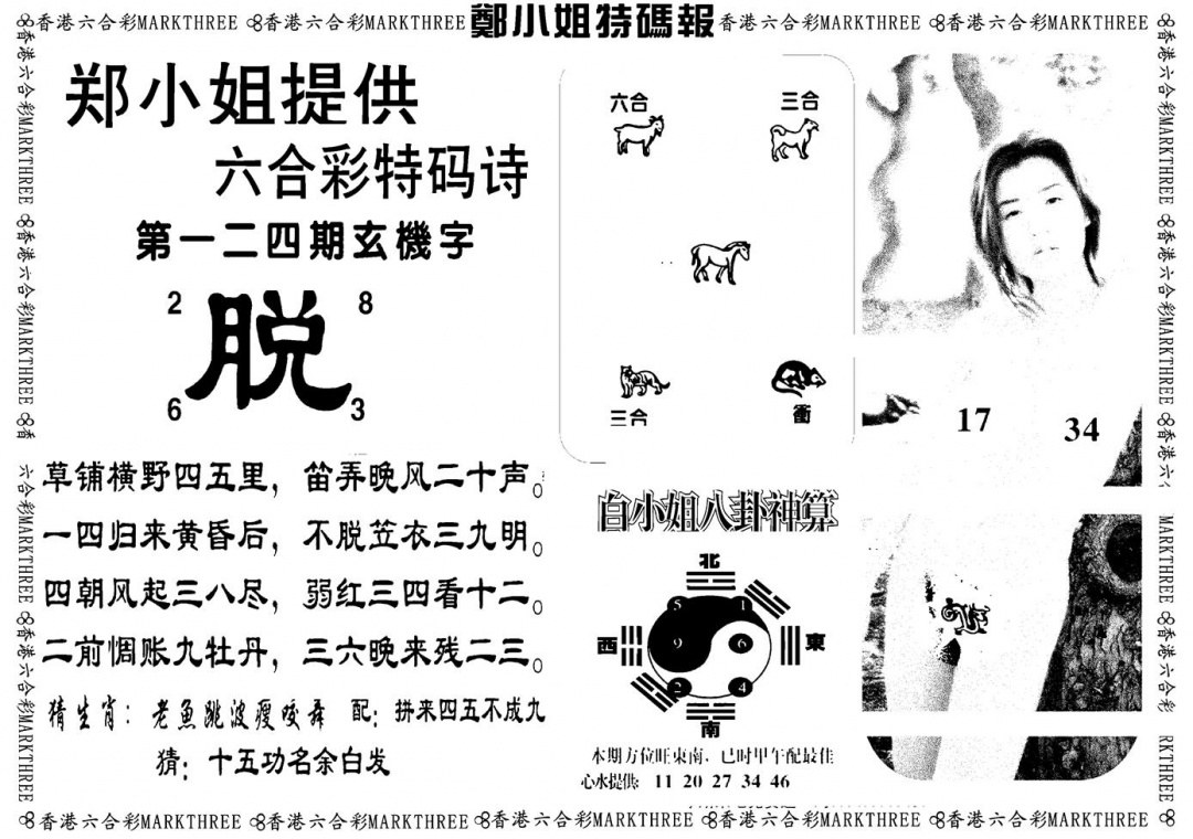 六合彩124期郑小姐特码报B(黑白)