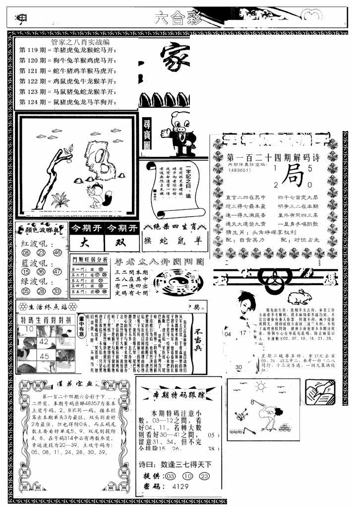 六合彩124期管家婆--八肖版(黑白)