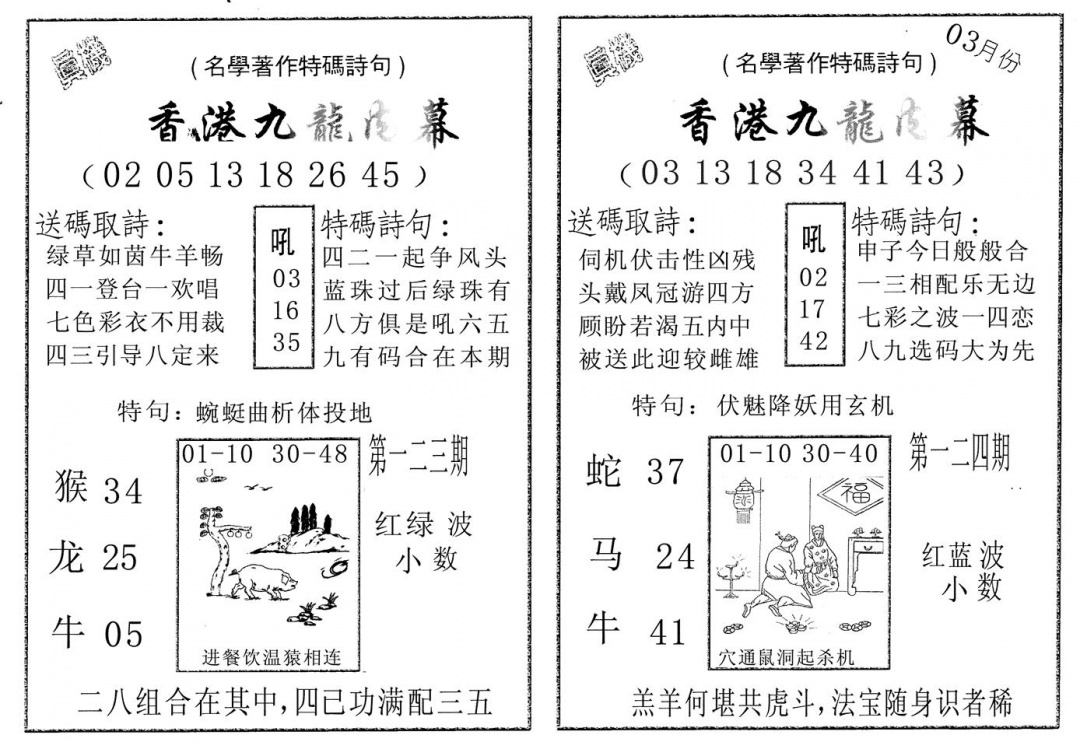 六合彩124期九龙内幕AB(黑白)