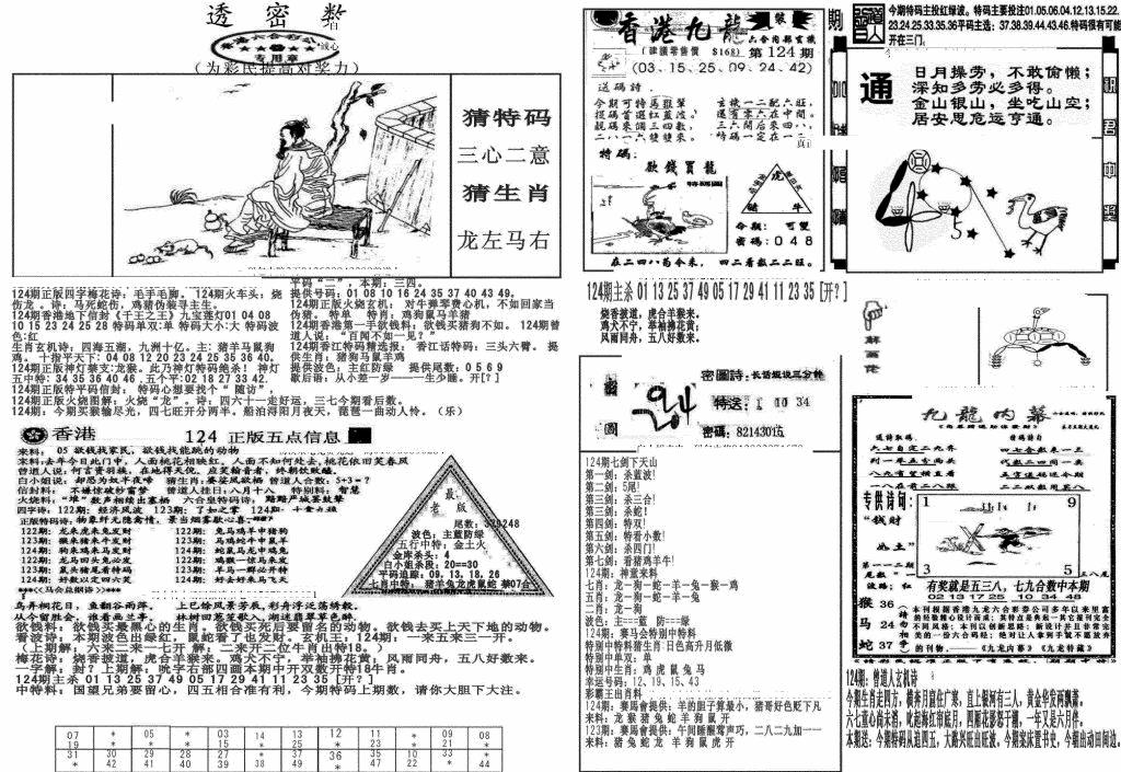 六合彩124期新透密数B(新)(黑白)