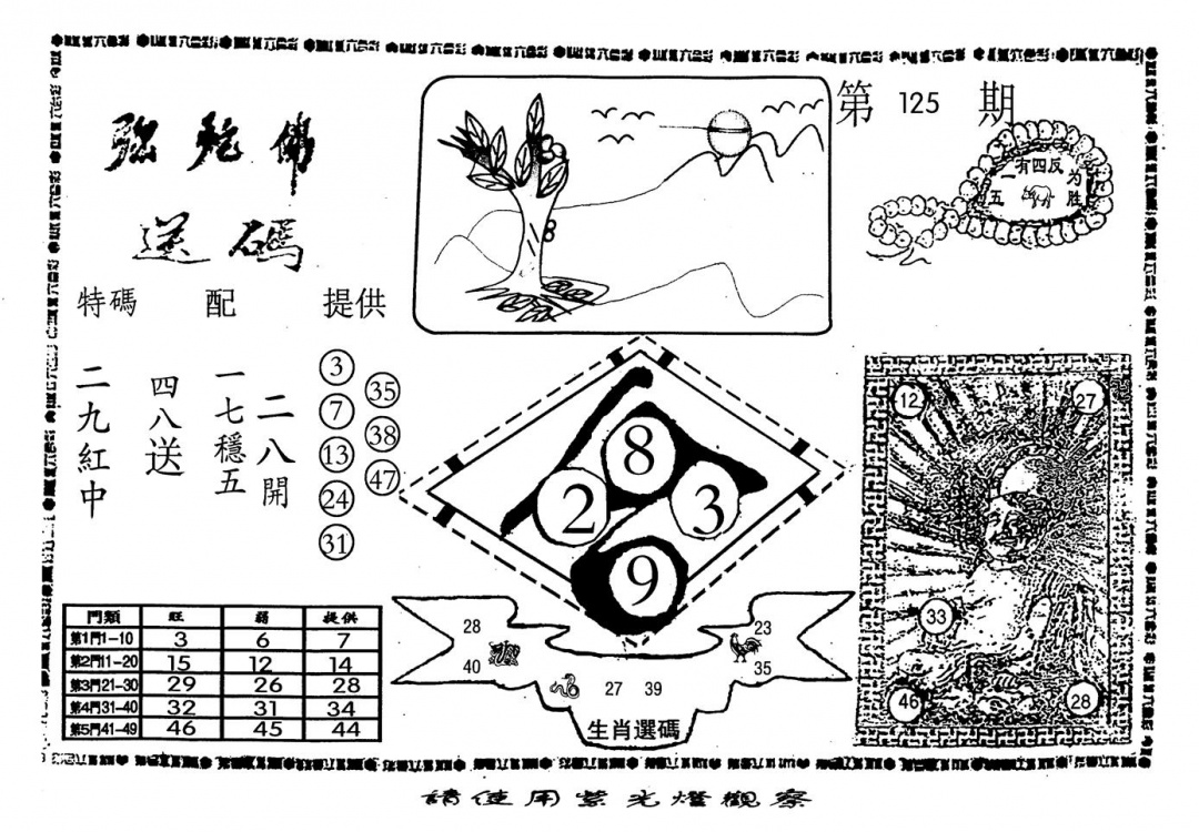 六合彩125期老弥驼?(黑白)