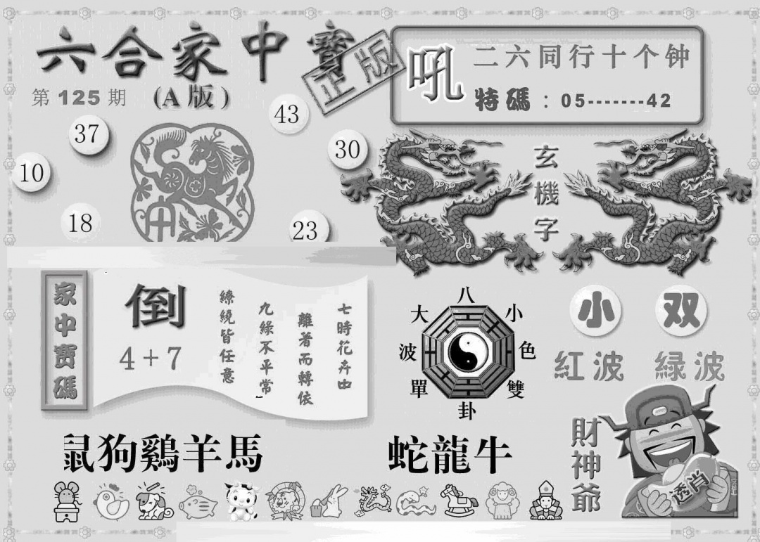 六合彩125期曾神童出世A(黑白)