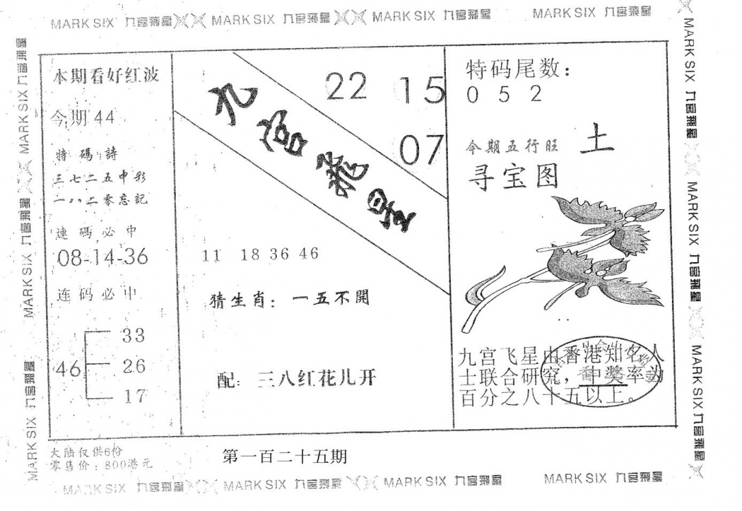 六合彩125期九宫飞星(黑白)