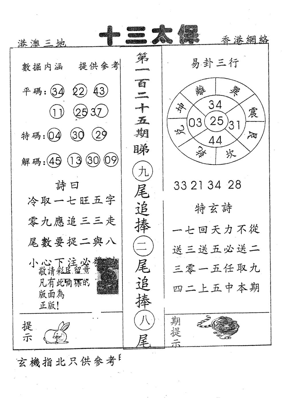 六合彩125期十三太保(黑白)