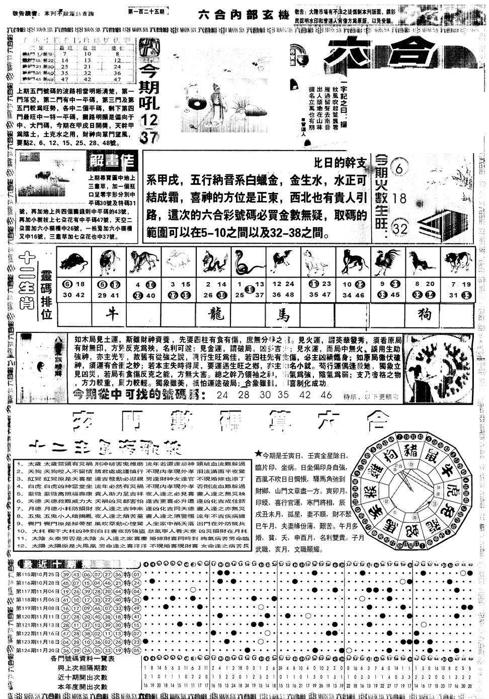 六合彩125期另内部玄机A(黑白)
