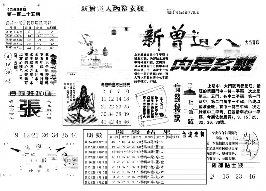 六合彩125期另新内幕A(黑白)