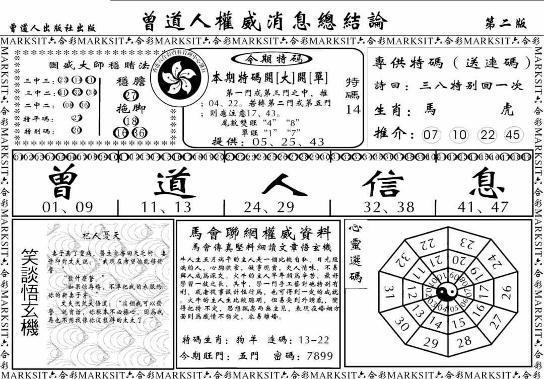 六合彩125期另版权威消息B(黑白)