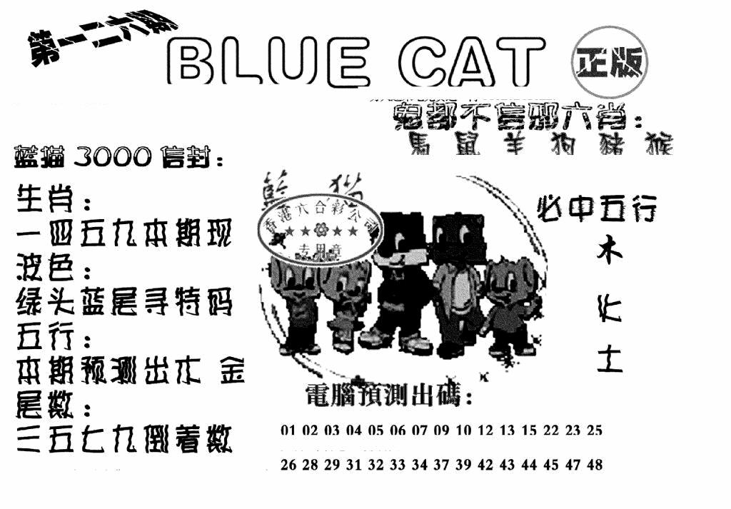 六合彩126期蓝猫Blue Cat(黑白)