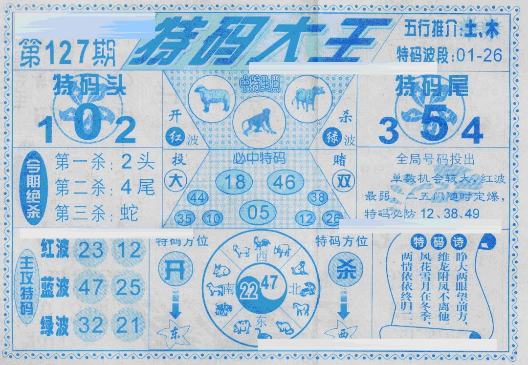 六合彩127期特码大王(新图)(黑白)