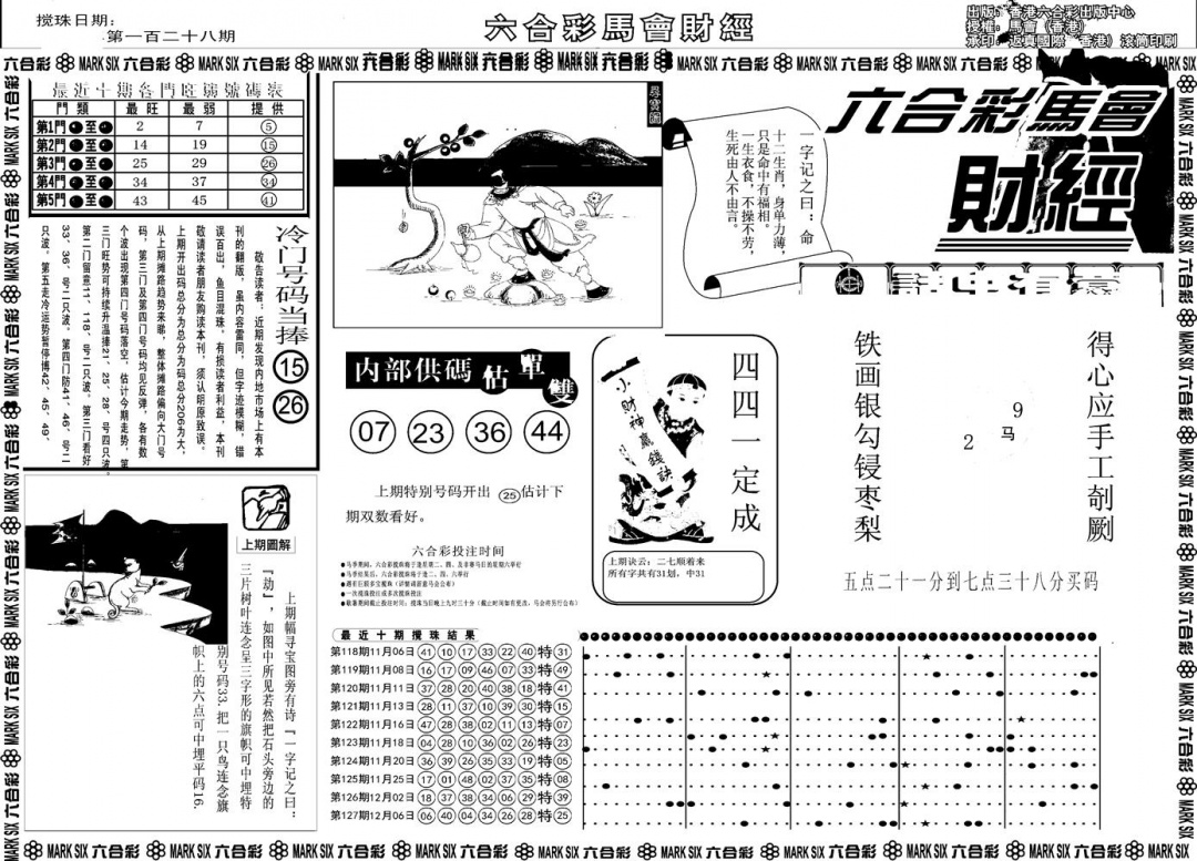 六合彩128期另版马会财经A(黑白)