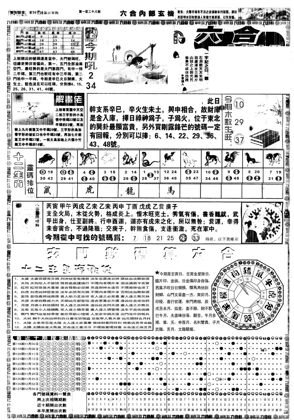 六合彩128期另内部玄机A(黑白)