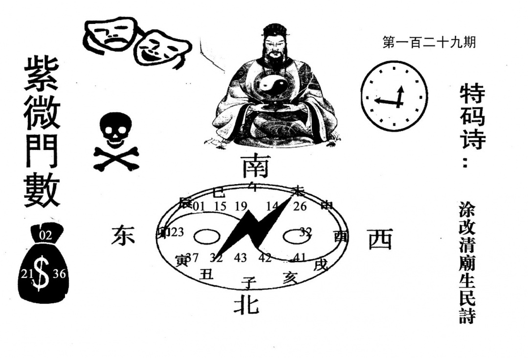 六合彩129期老版紫微倒数(黑白)