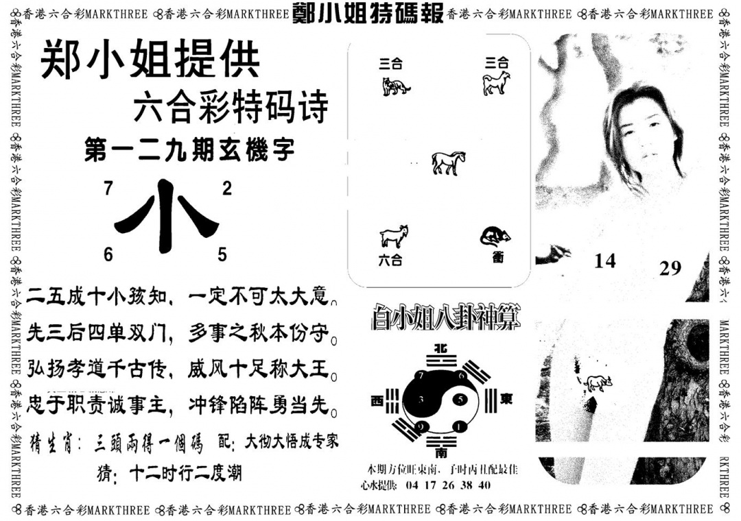 六合彩129期郑小姐特码报B(黑白)