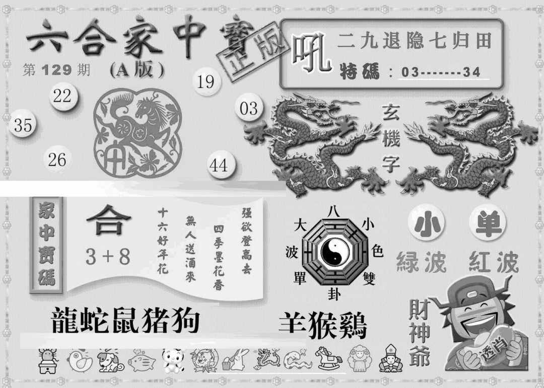 六合彩129期曾神童出世A(黑白)