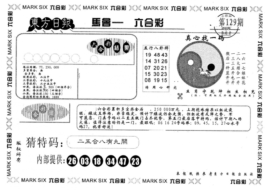 六合彩129期东方日报A(黑白)