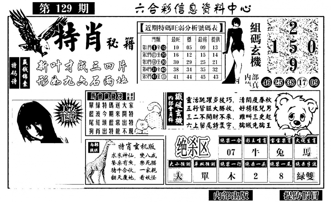 六合彩129期特肖秘籍(黑白)
