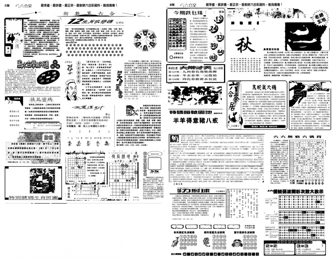 六合彩129期另版六合皇B(黑白)