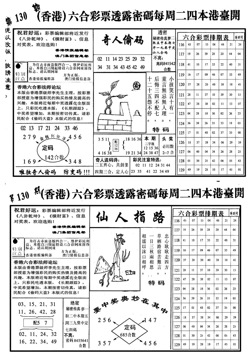 六合彩130期龙仔四合二(黑白)