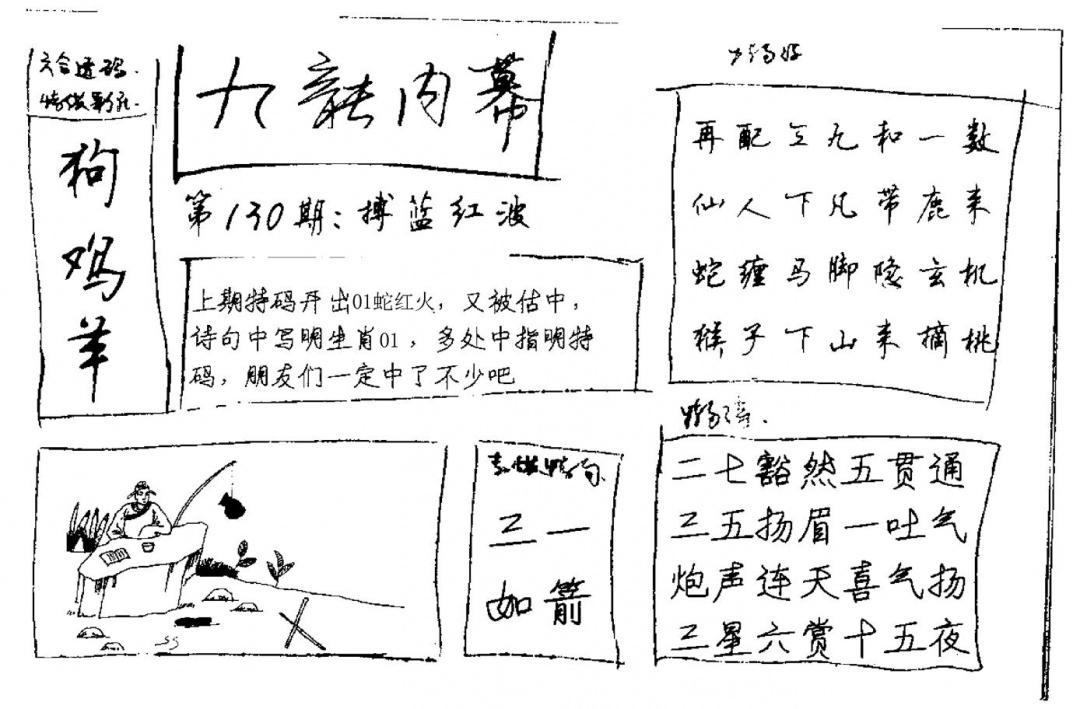 六合彩130期九龙内幕(新图)手写(黑白)