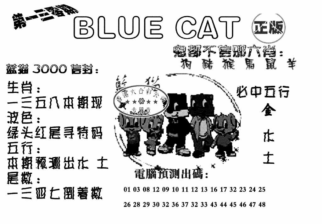 六合彩130期蓝猫Blue Cat(黑白)