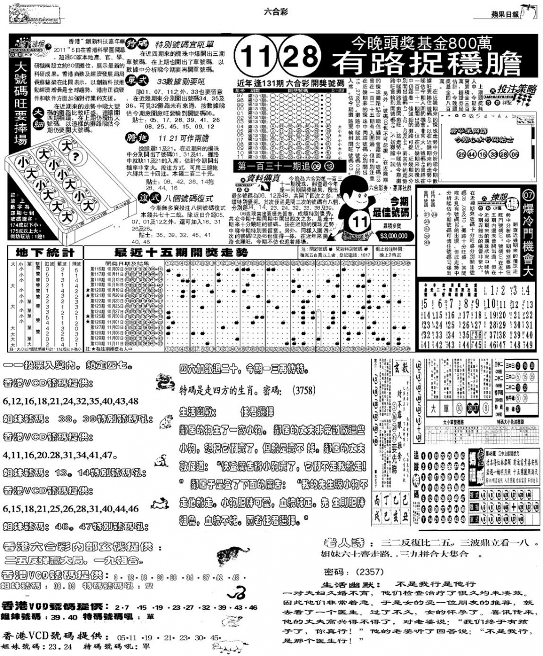 六合彩131期当日报-5(黑白)