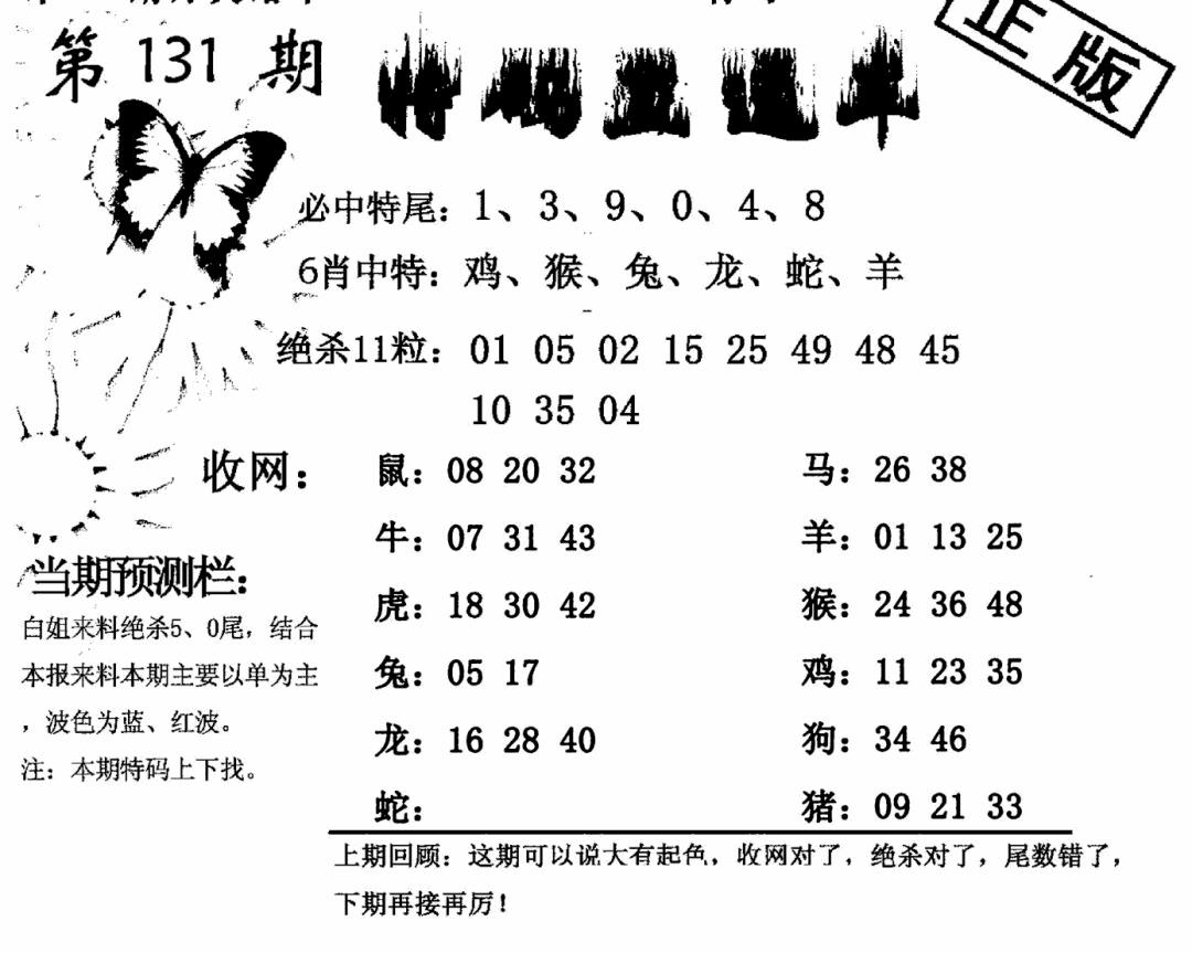 六合彩131期特码直通车(黑白)