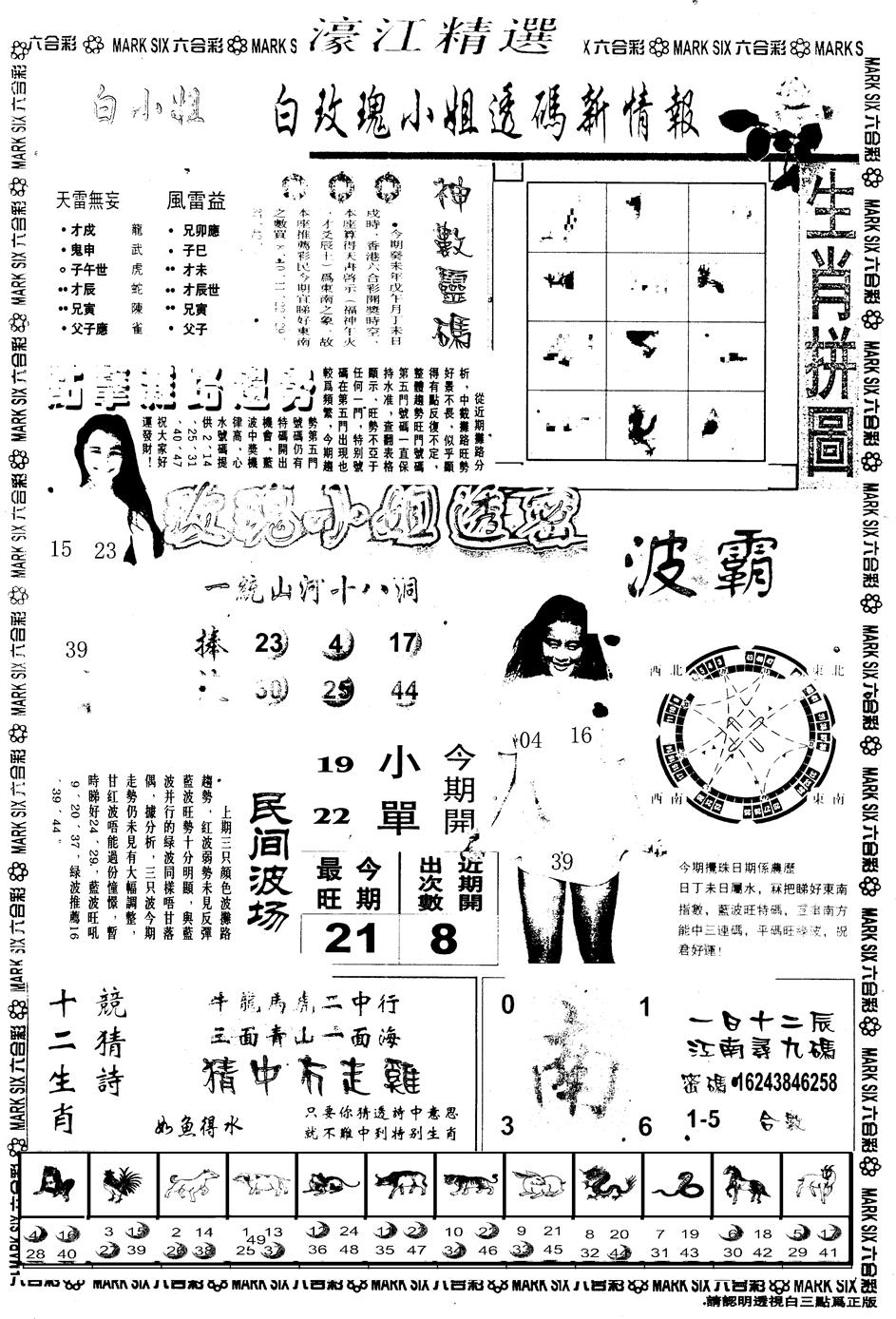 六合彩131期另版濠江精选B(黑白)