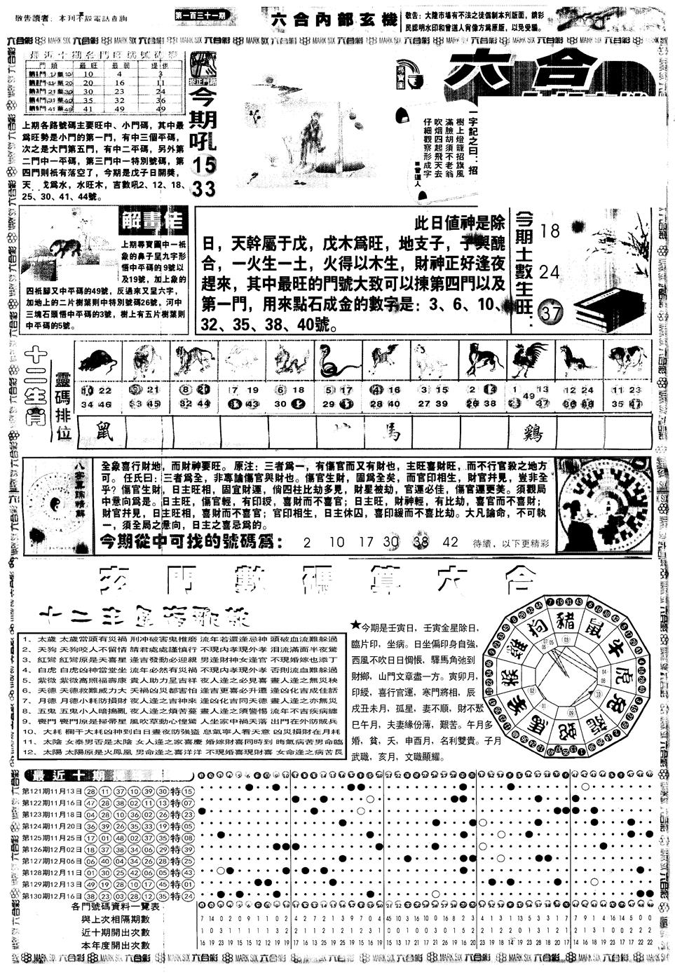 六合彩131期另内部玄机A(黑白)