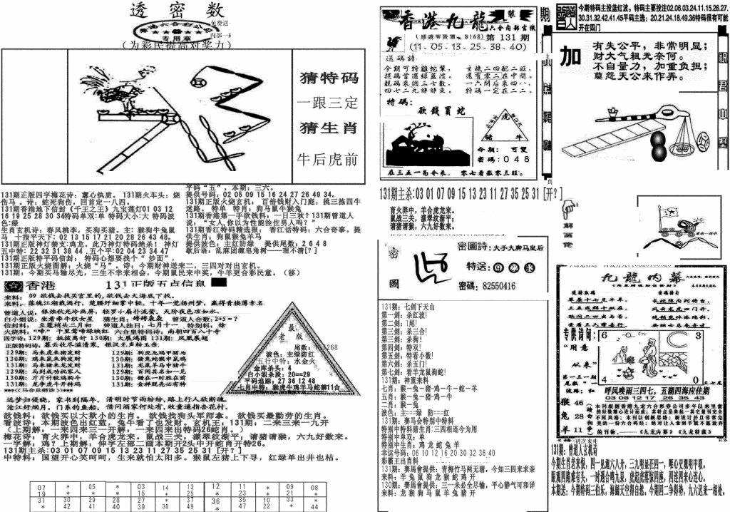 六合彩131期新透密数B(新)(黑白)