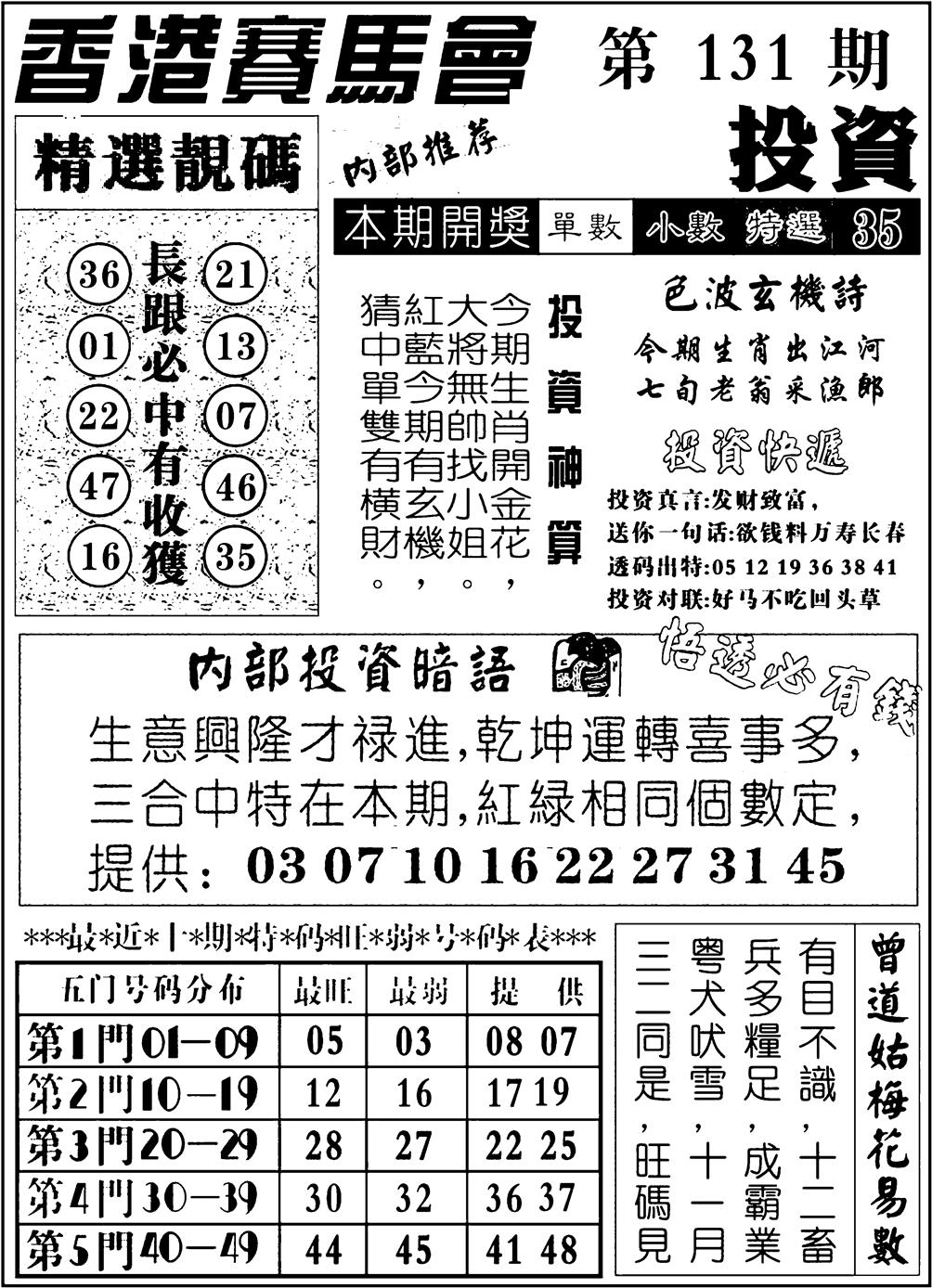 六合彩131期九龙投资(黑白)