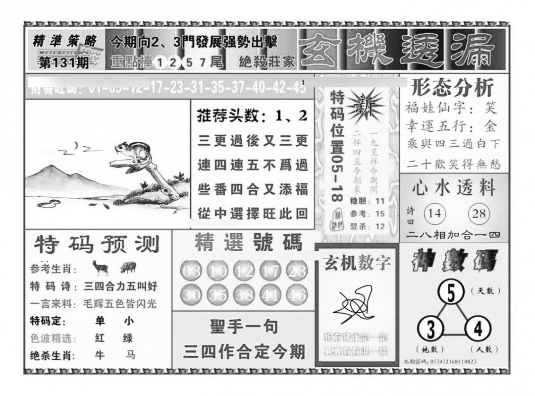 六合彩131期玄机透漏（新图）(黑白)