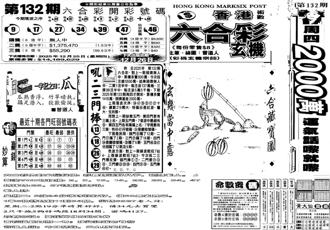 六合彩133期当日玄机B(黑白)