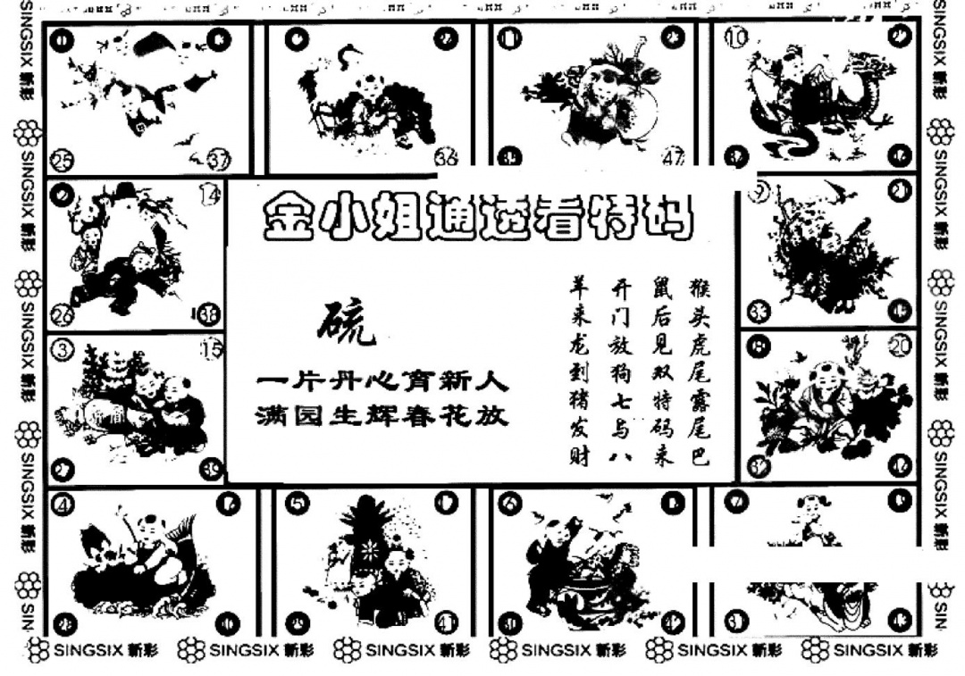 六合彩134期金小姐点醒B(黑白)