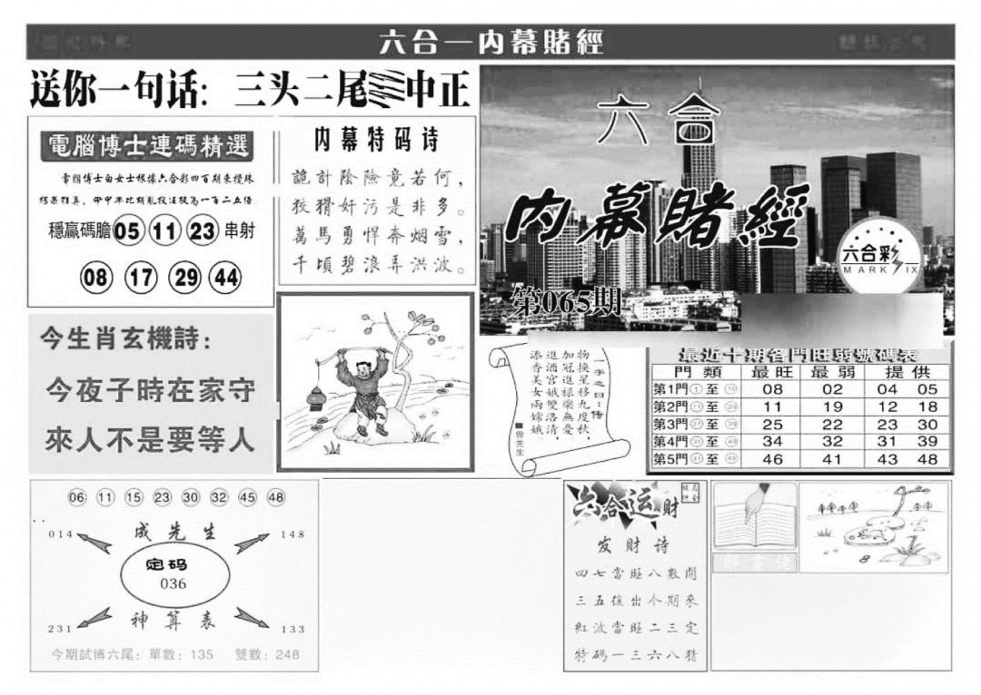 六合彩065期内幕赌经(特准)(黑白)