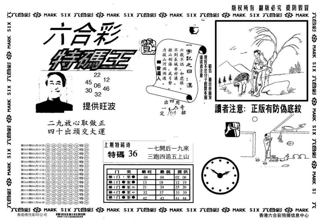 六合彩074期另版特码王(黑白)